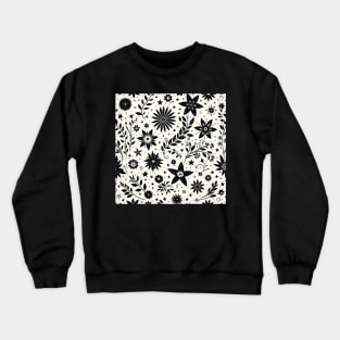 Black and White Floral Crewneck Sweatshirt